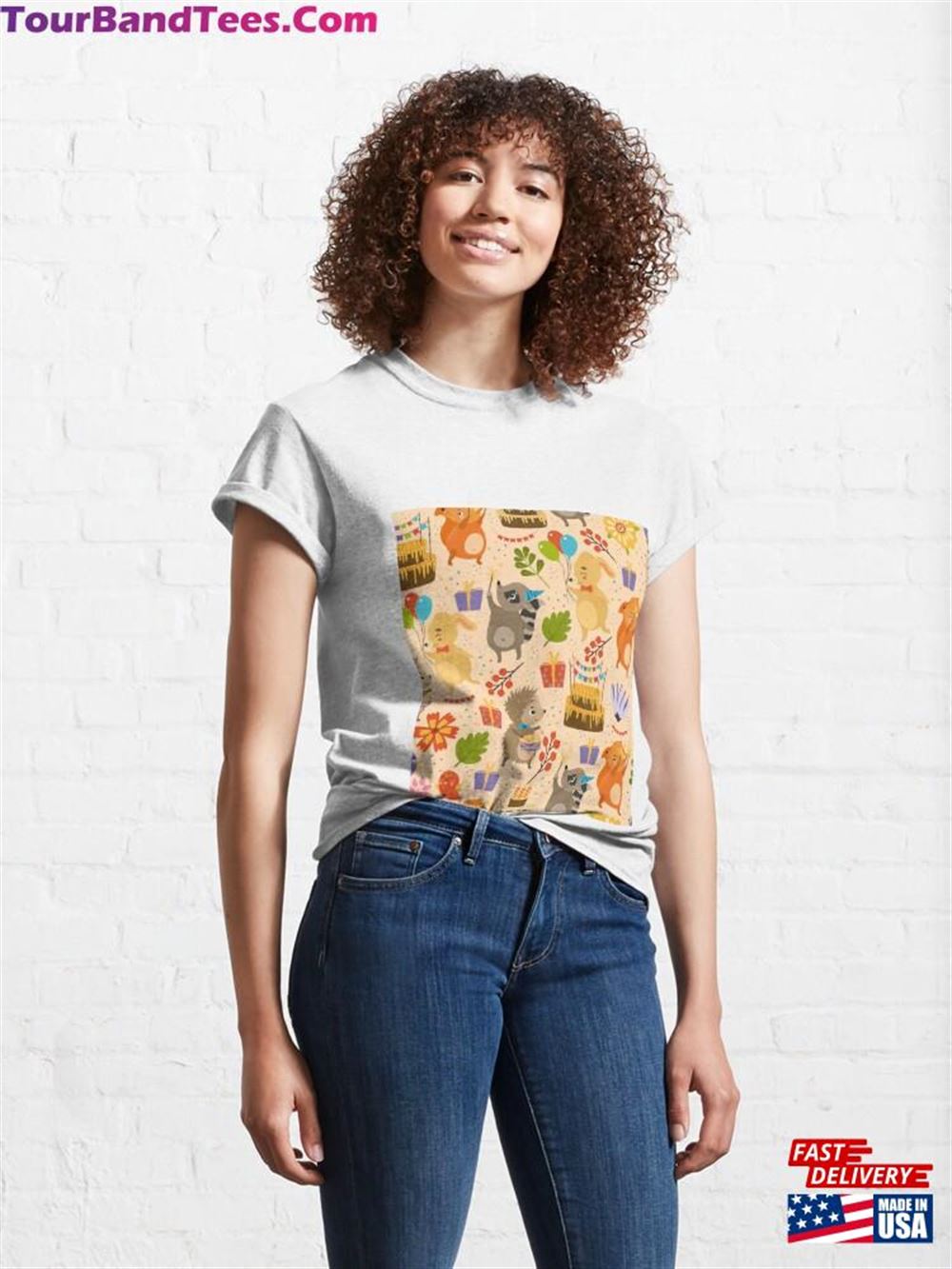 Woodland Birthday Bash Vector Happy Pattern Classic T-Shirt Sweatshirt 29Uf115617 – Utopia Fashion