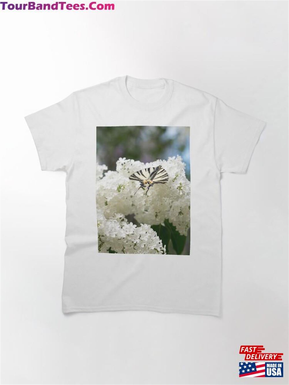 Zebra Swallowtail Butterfly On Fragrant White Lilac Classic T-Shirt Unisex 29Uf115778 – Utopia Fashion