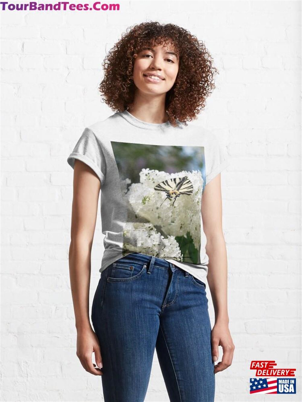 Zebra Swallowtail Butterfly On Fragrant White Lilac Classic T-Shirt Unisex 29Uf115778 – Utopia Fashion